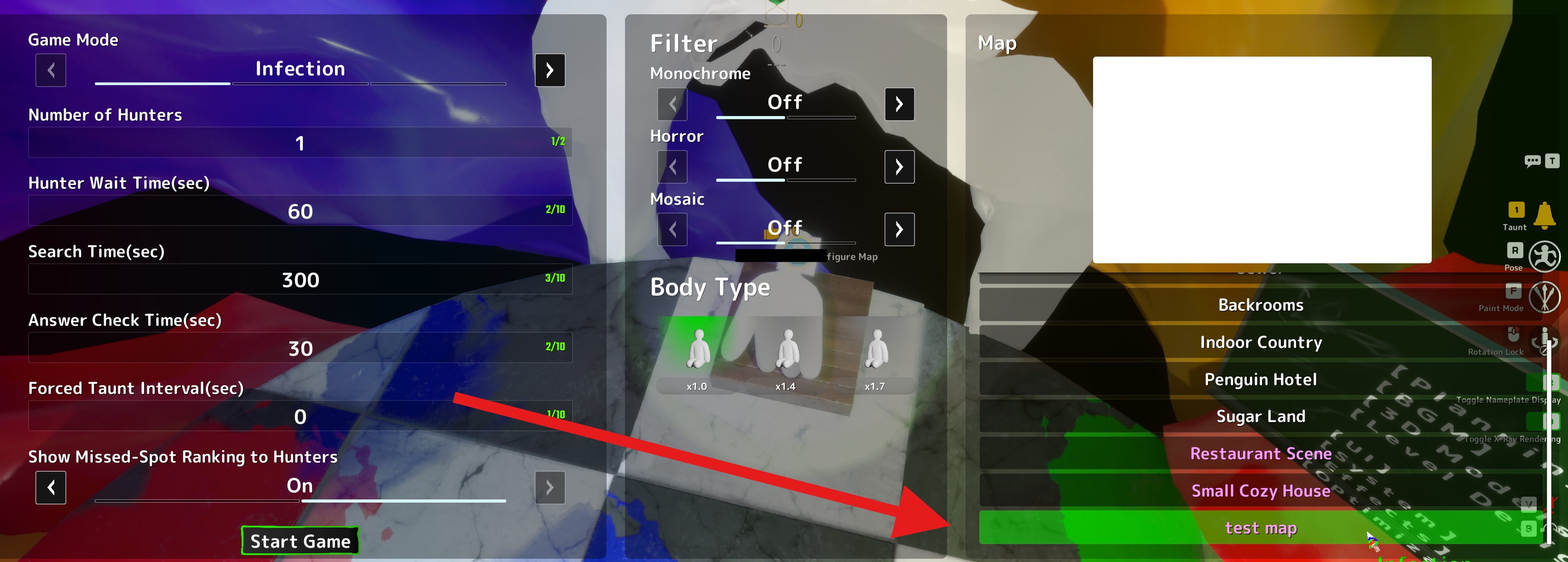 Attacker selecting the malicious map as lobby host