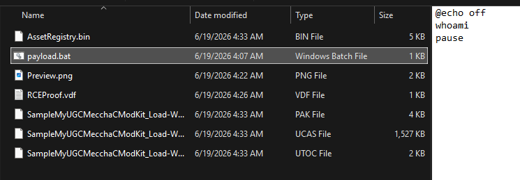 payload.bat alongside map files in the upload directory