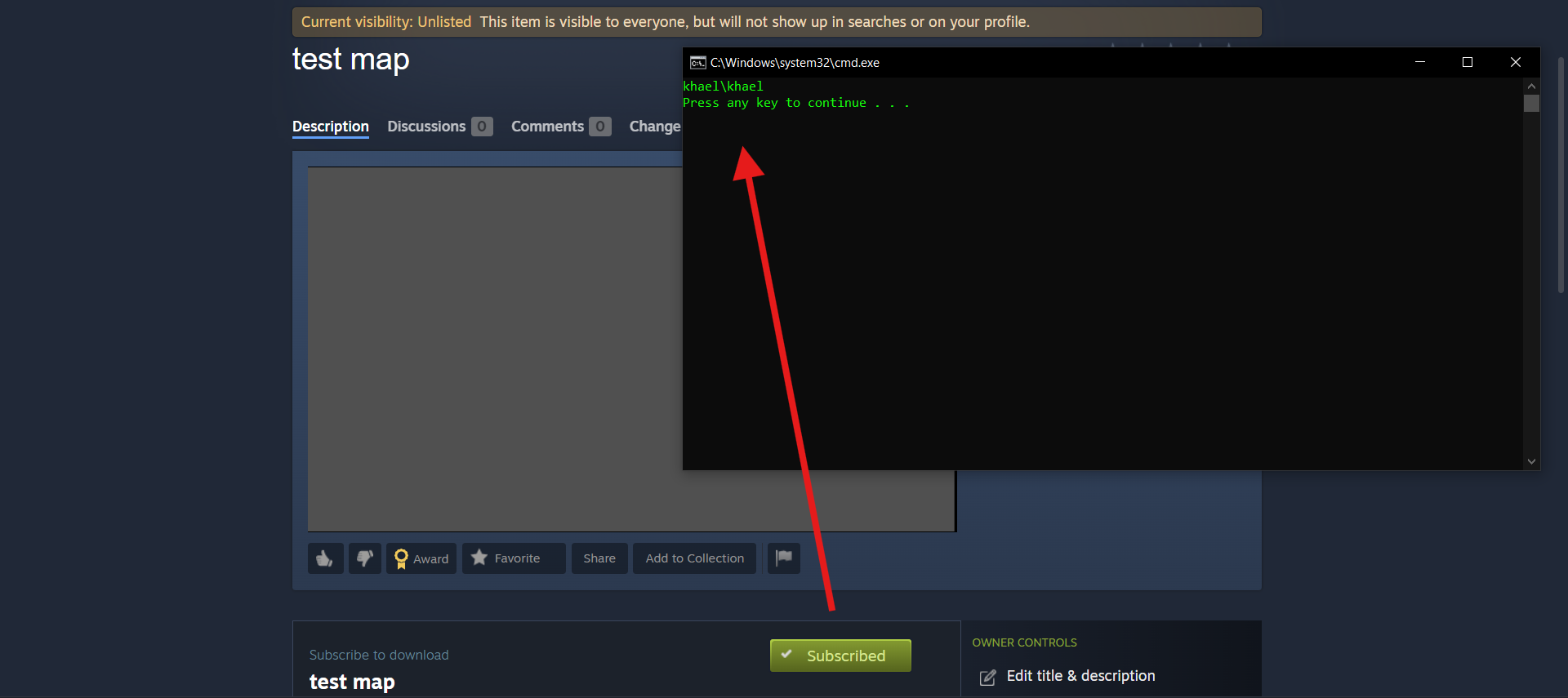 whoami executing on the victim's machine after subscribing