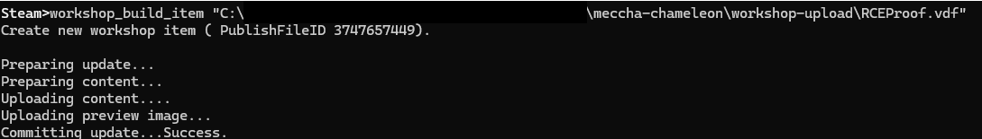 Initial Workshop upload via Steam command line